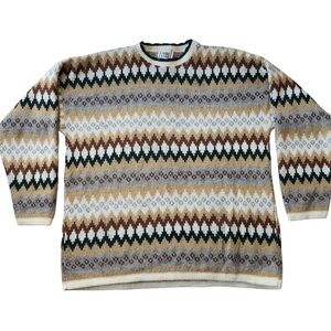 Vintage Academia Geometric Cricket Lane Knit Grandma Sweater